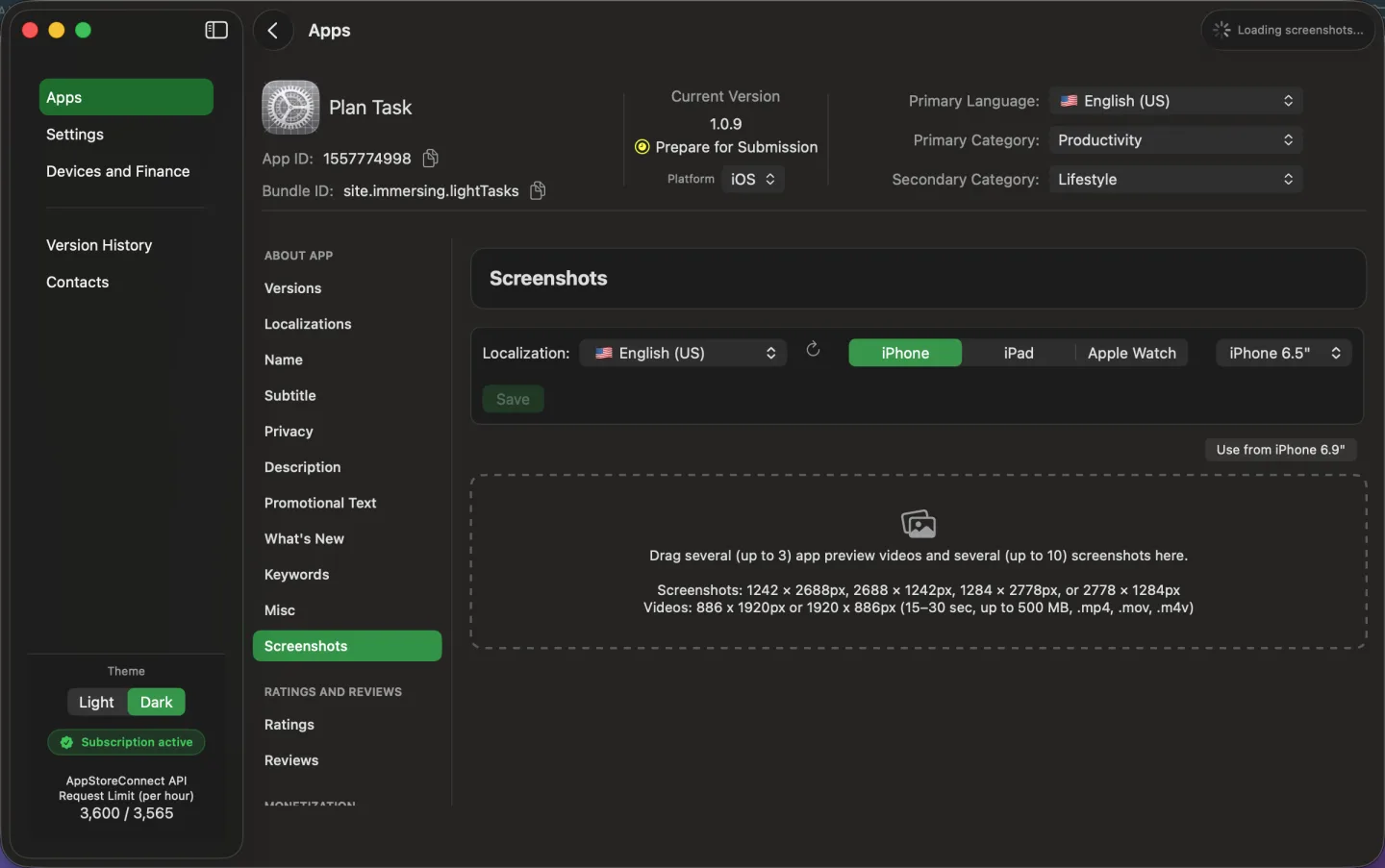 Менеджер скриншотов App Store в AsoTools для разных устройств